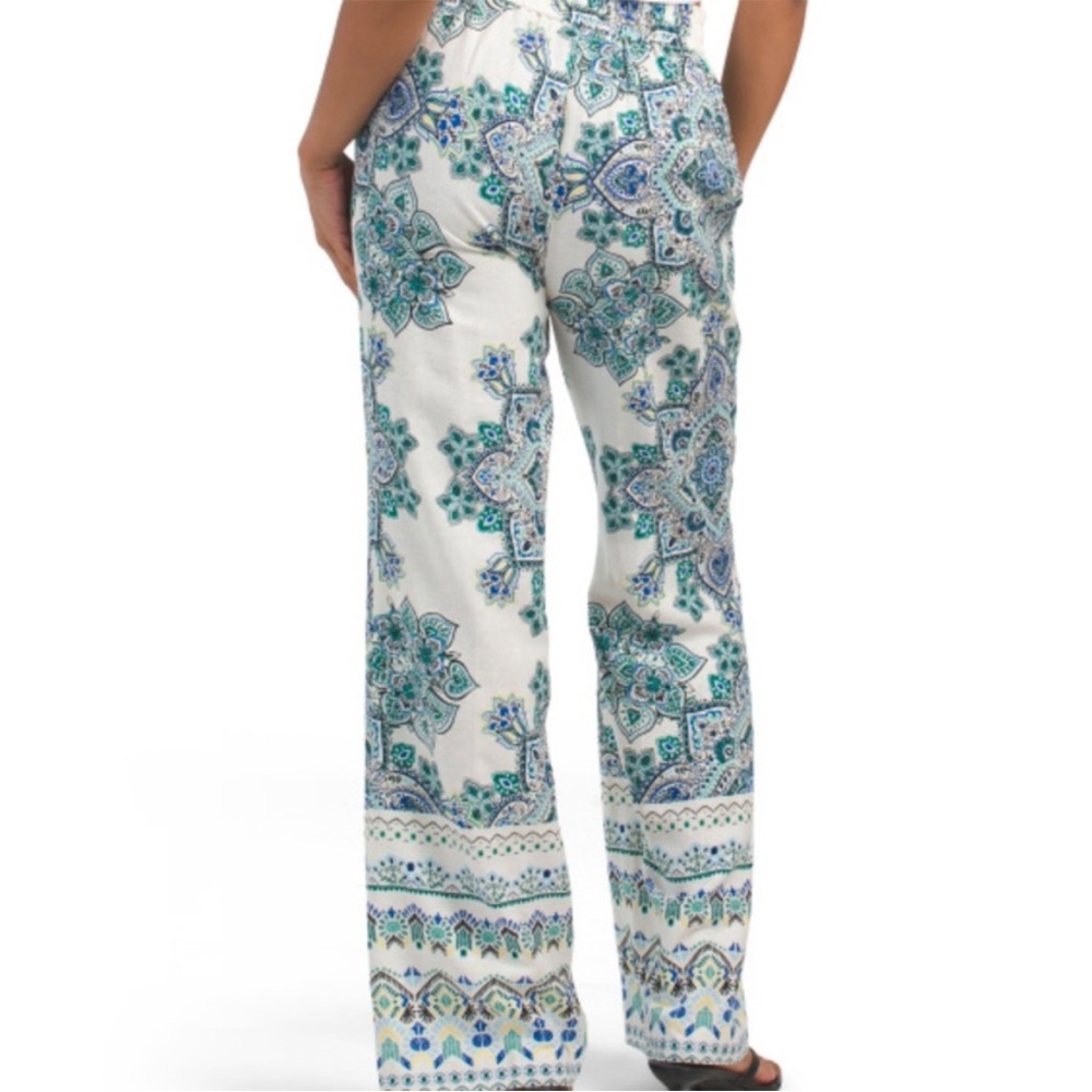 NEW RACHEL ZOE Linen Blend Paisley Printed Bootcut pull on trouser Pants - Picture 7 of 13